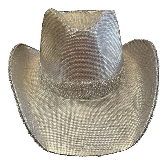 Silver Rhinestone Trim Rockstar Cowboy Hat - Picture 1 of 6